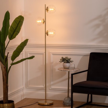 Lampadar Le Collectionneur, metal, sticla, auriu, 3XE14, H.162 cm, 195323