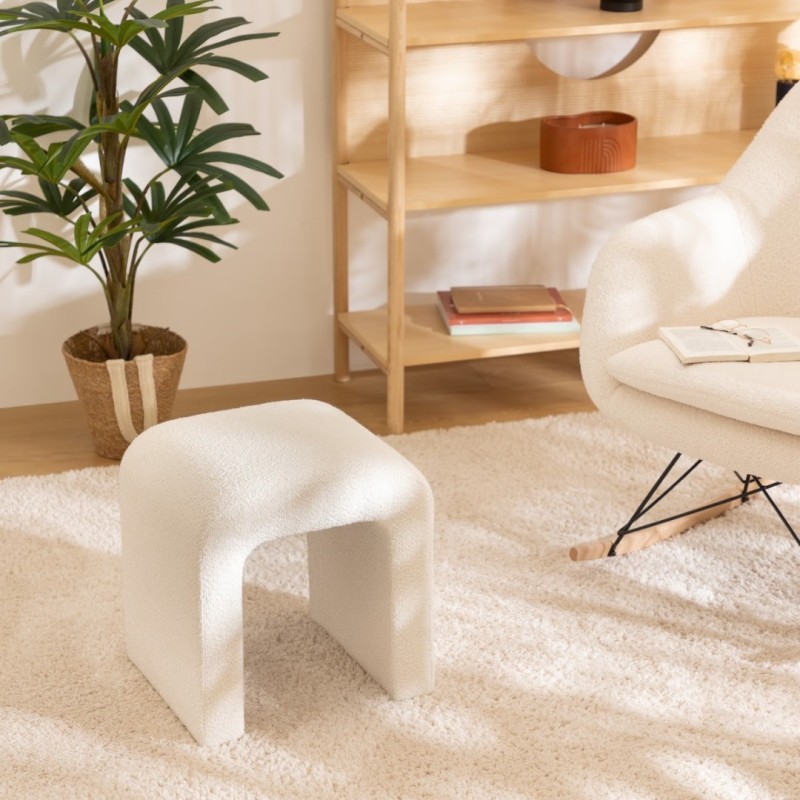 Taburet Sevi, lemn, poliester alb, H.43 cm, 197331A