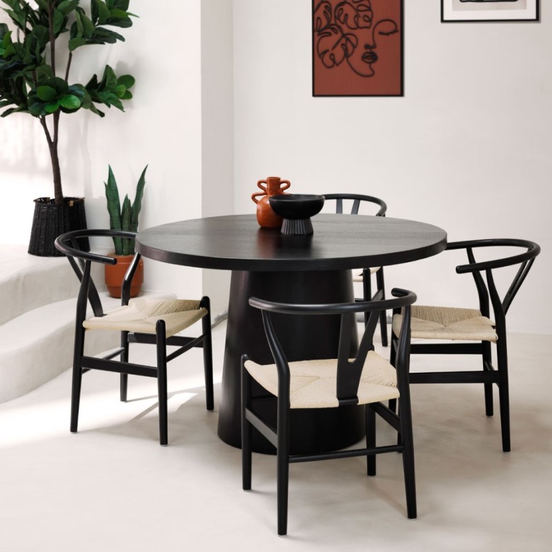 Masa dining Boki, lemn de mango, negru, D.120 cm, 197774