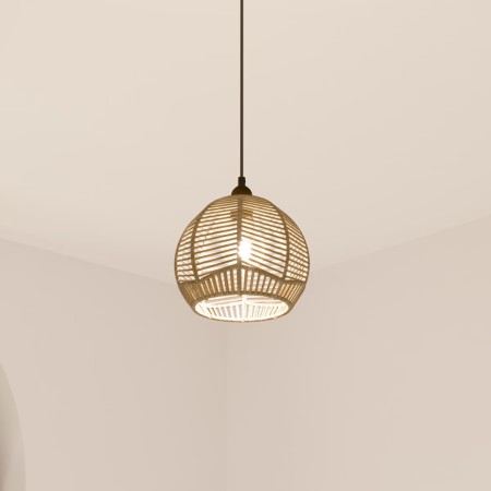 Suspensie Caren, metal, sfoara, bej, 1XE27, D.24 cm, 200038