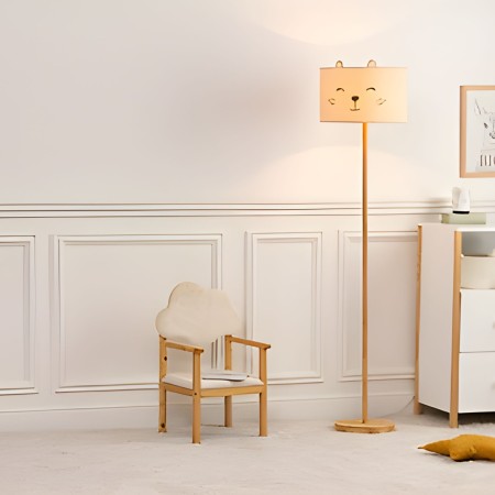Lampadar Felix, lemn, poliester, alb, 1XE27, H.152 cm, 200509