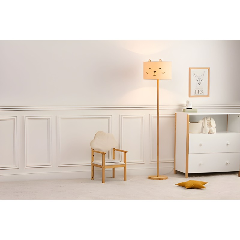 Lampadar Felix, lemn, poliester, alb, 1XE27, H.152 cm, 200509
