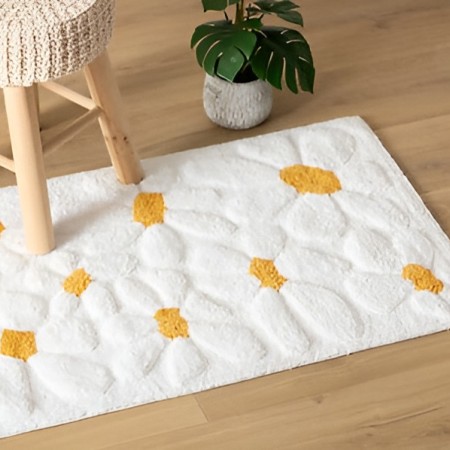 Covor Daisy, bumbac, alb, 60x90 cm, 202023