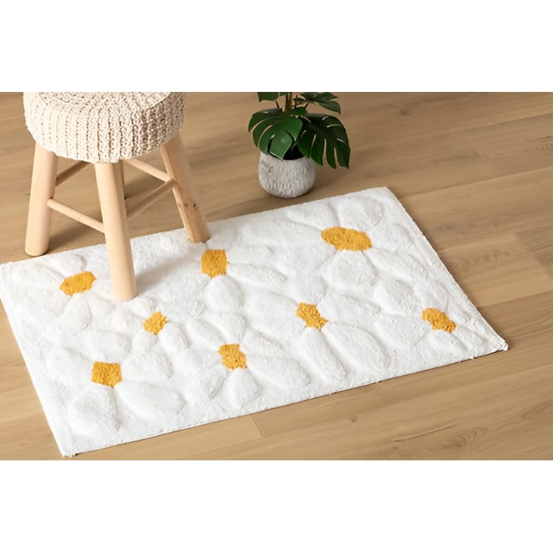 Covor Daisy, bumbac, alb, 60x90 cm, 202023