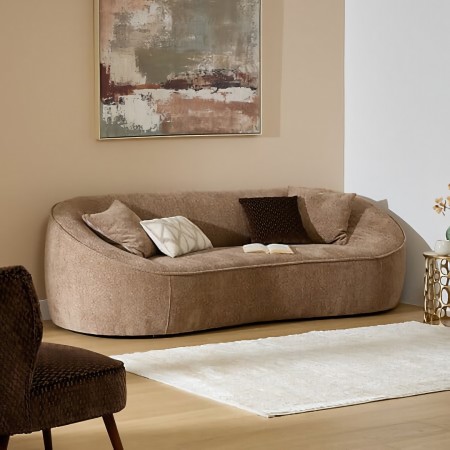Canapea 3 locuri Ostuni, PAL, textil chenille, mokka, L.232 cm, 202238C 