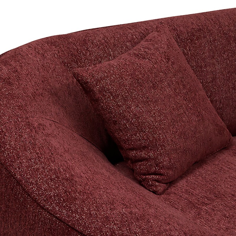Canapea 3 locuri Ostuni, PAL, textil chenille, rosu rubin, L.232 cm, 202238D