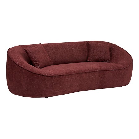 Canapea 3 locuri Ostuni, PAL, textil chenille, rosu rubin, L.232 cm, 202238D 