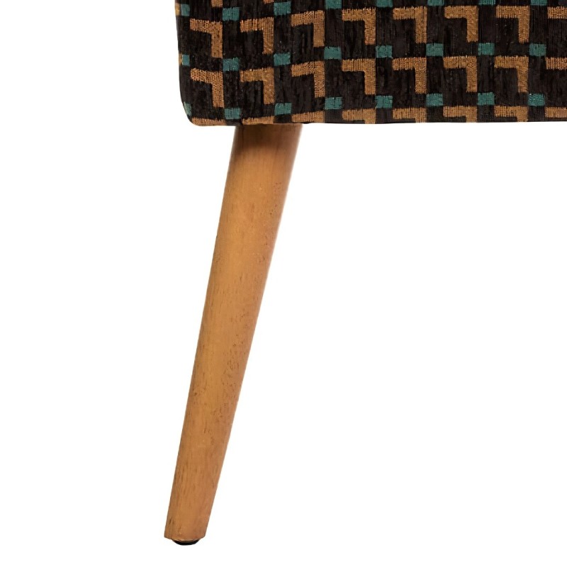 Taburet Chiara, lemn, chenille jacquard neagra, 38X38 cm, 202266D