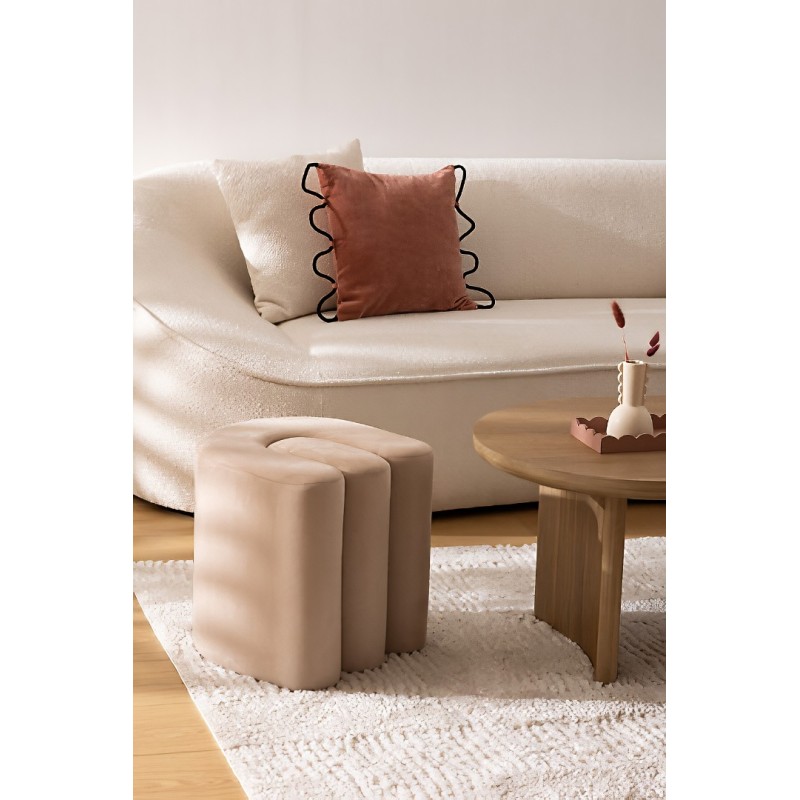 Taburet Bolan, MDF, poliester, bej, H.40 cm, 202267A