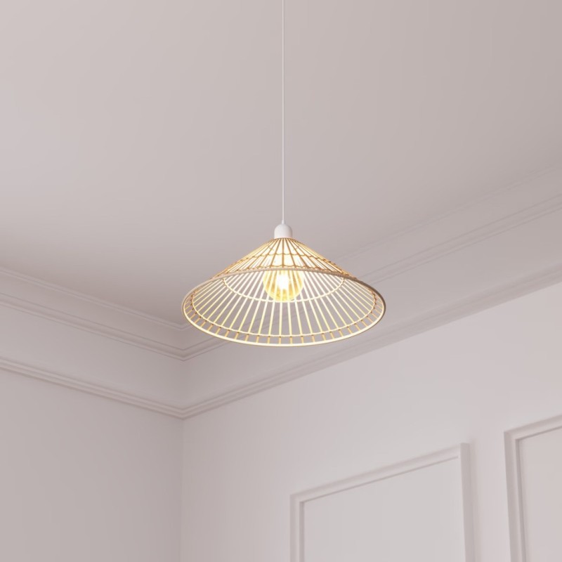 Suspensie Mahe, metal, bambus, bej, 1XE27, D.36 cm, 202632