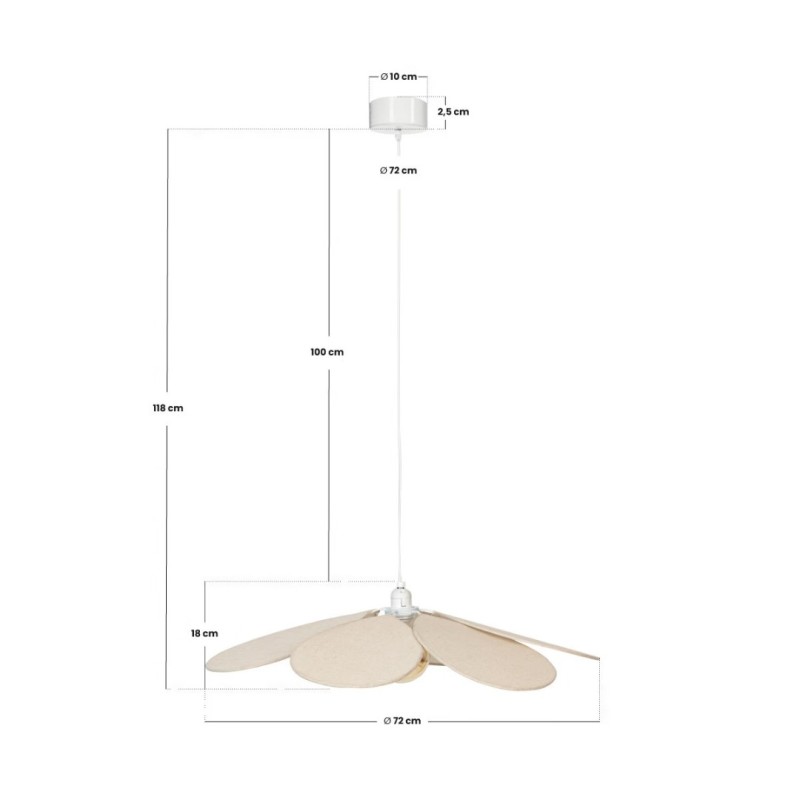 Suspensie Naya, metal, poliester, bej, D.72 cm, 202639