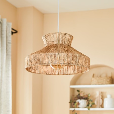 Suspensie Zelia, metal, iuta, bej, 1XE27, D.38 cm, 202685