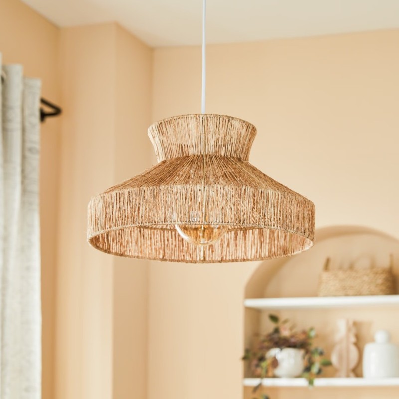 Suspensie Zelia, metal, iuta, bej, 1XE27, D.38 cm, 202685