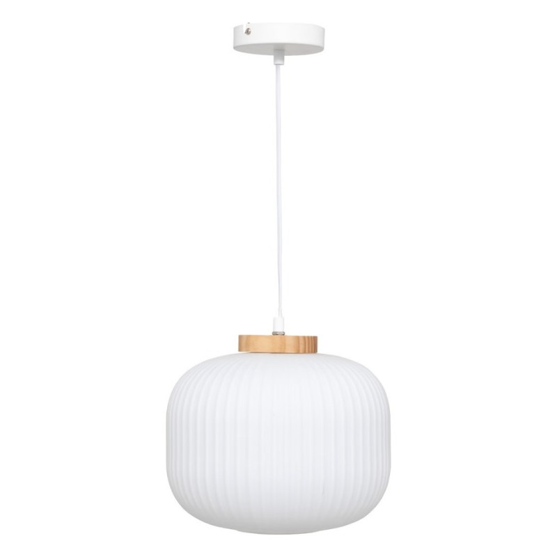 Suspensie Travis, metal, sticla, alba, 1XE27, D.25 cm, 202693