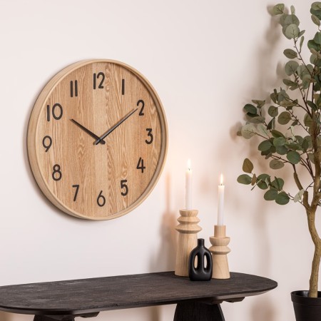 Ceas de perete Ivana, MDF, metal, sticla, maro, D.55 cm, 203519