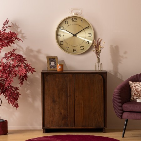 Ceas de perete Irina, metal, sticla, auriu, D.53 cm, 203523