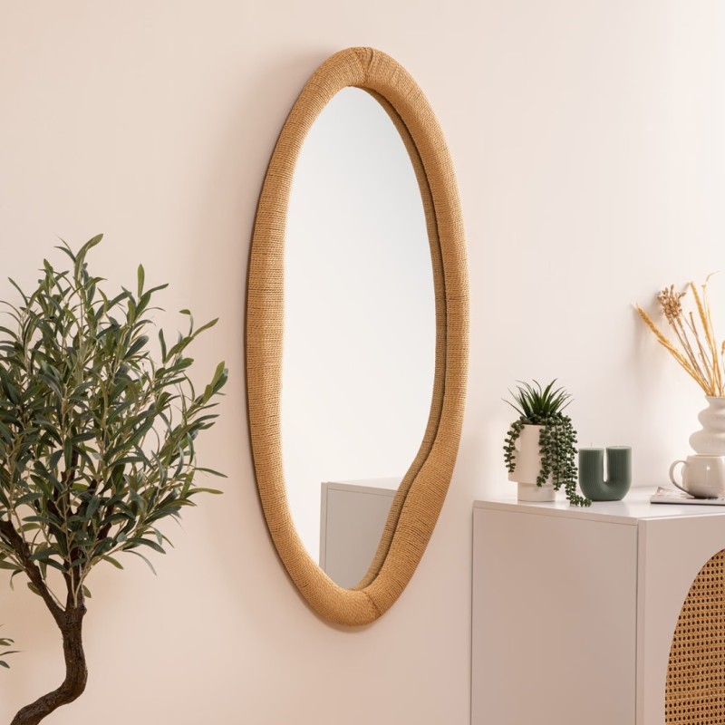 Oglinda de perete Laia, MDF, sticla, bej, H.114 cm, 203600