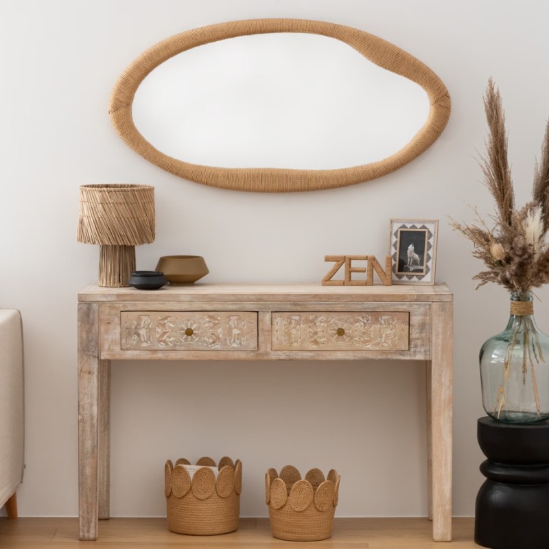 Oglinda de perete Laia, MDF, sticla, bej, H.114 cm, 203600