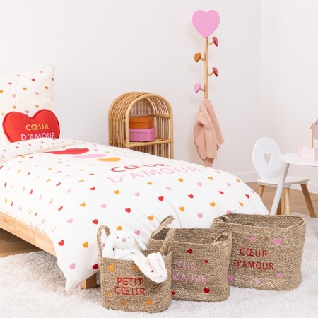 Set 3 cosuri depozitare Love, stuf, L.28/33/38 cm, 203703