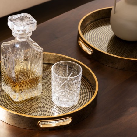Set 2 tavi decorative Elya, poliuretan, aurii, D.31/36 cm, 204019