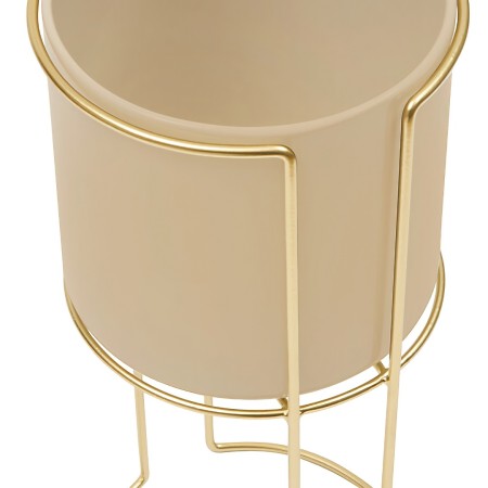 Set 2 ghivece cu suport Zigy, metal, auriu, H.55/65 cm, 204217