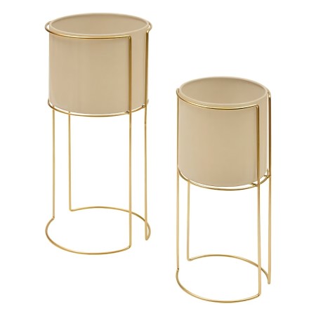Set 2 ghivece cu suport Zigy, metal, auriu, H.55/65 cm, 204217