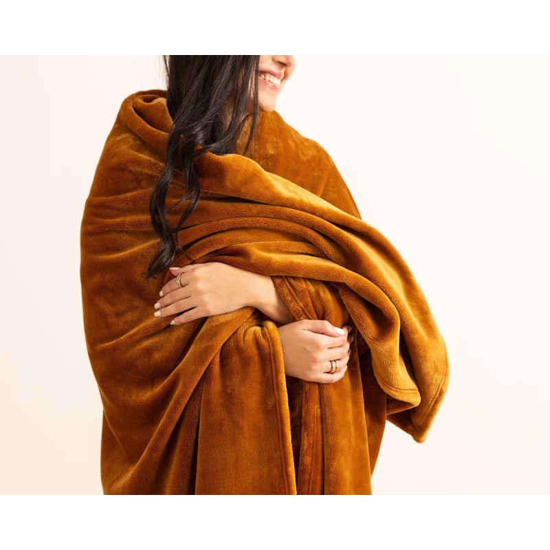Patura Cuddly, poliester, galben mustar, 130x180 cm, 204515B