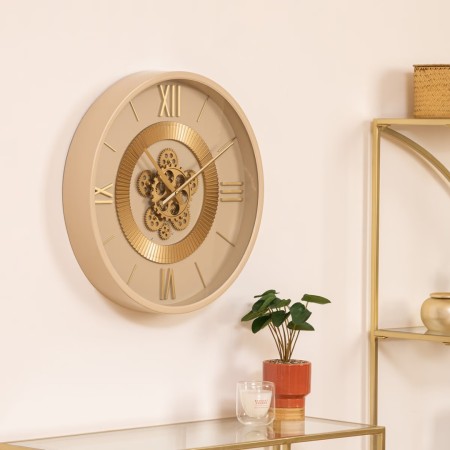 Ceas de perete Guiliana, metal, bej, D.50 cm, 205607