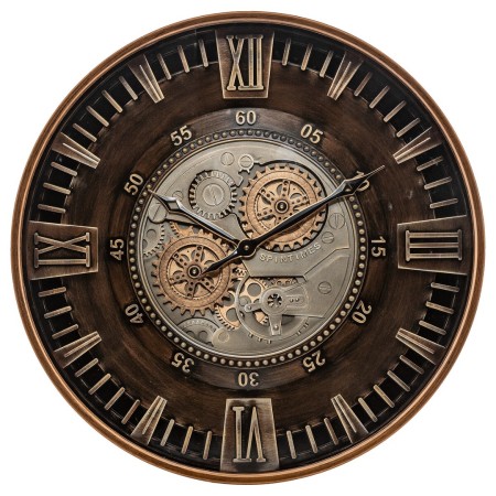 Ceas de perete Yoni, metal, sticla, maro, D.59 cm, 205609