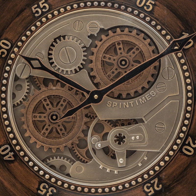 Ceas de perete Yoni, metal, sticla, maro, D.59 cm, 205609