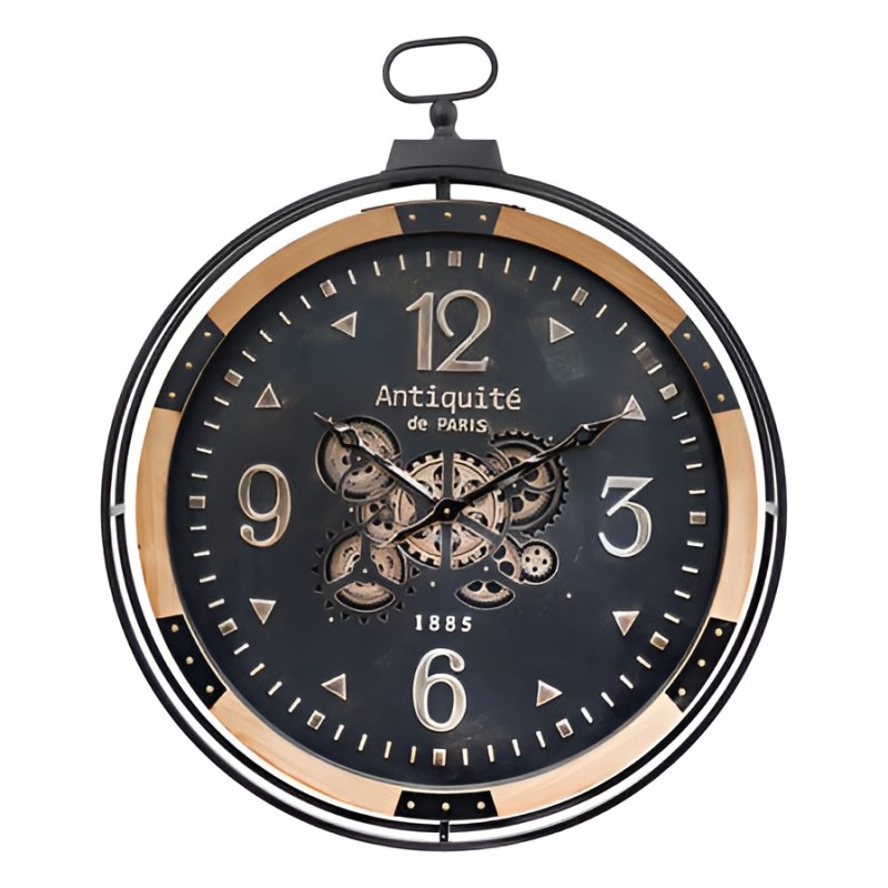 Ceas de perete Met, metal, MDF, sticla, negru, L.70 cm, 205610