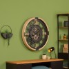 Ceas de perete Kent, metal, MDF, negru, D.80 cm, 205611