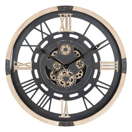 Ceas de perete Kent, metal, MDF, negru, D.80 cm, 205611