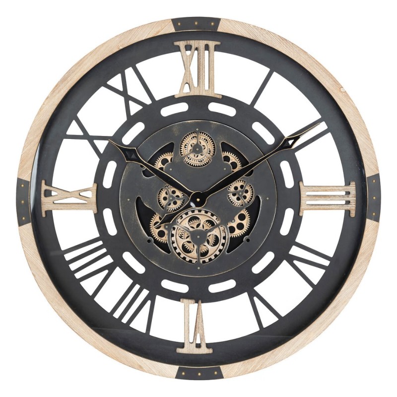 Ceas de perete Kent, metal, MDF, negru, D.80 cm, 205611