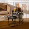 Set 3 masute Noan, metal, MDF, negre, L.35/45/54 cm, 205800