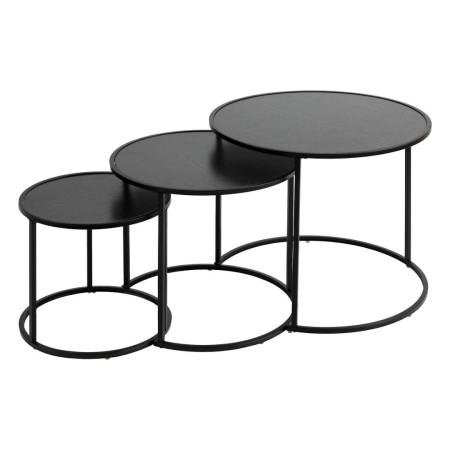 Set 3 masute Noan, metal, MDF, negre, L.35/45/54 cm, 205800