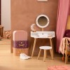 Masuta de toaleta cu taburet pentru copii Nomad, lemn de pin, MDF, alb, H.89 cm, 205844
