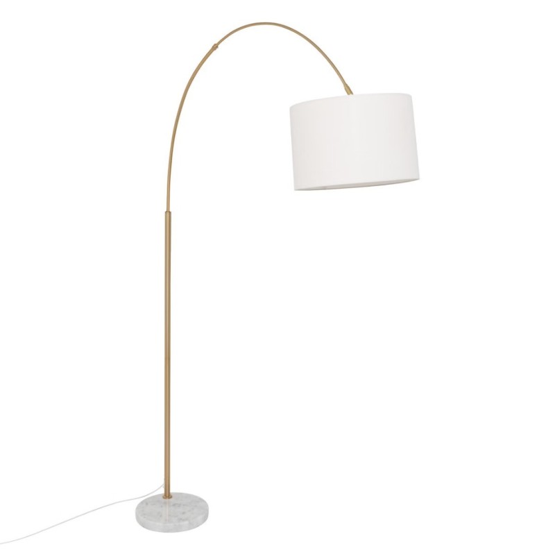 Lampadar Tilio, metal, marmura, textil, auriu, 1XE27, H.195 cm, 205951