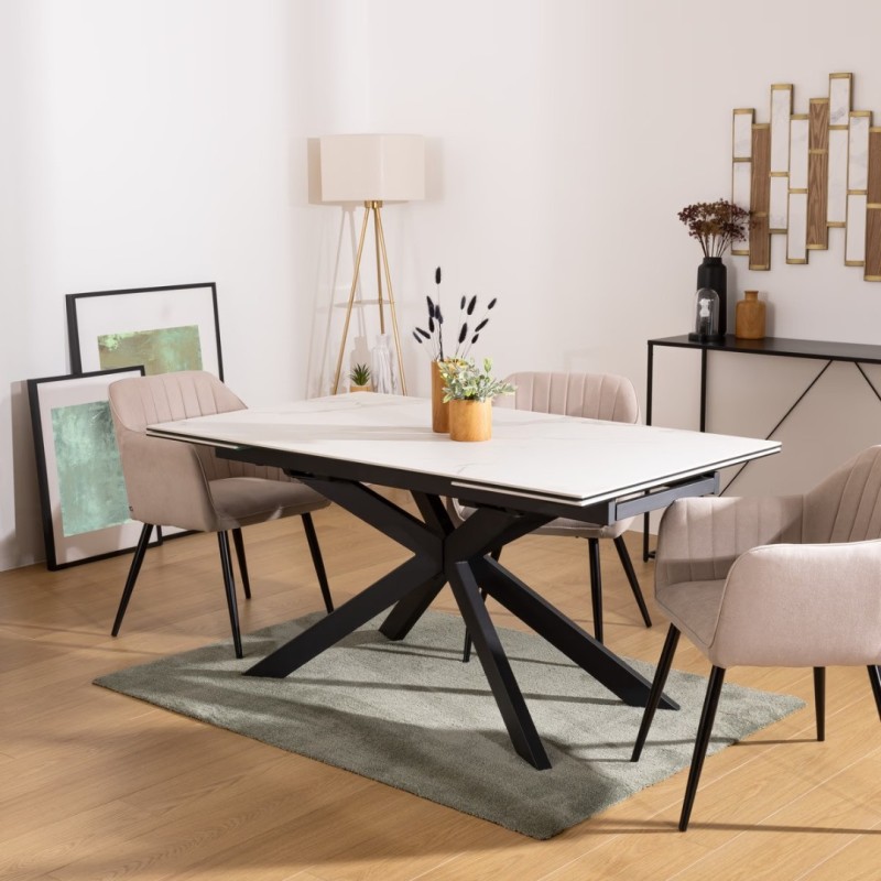 Masa dining extensibila Boot, metal, blat ceramica, sticla, L.160/240 cm, 206025B