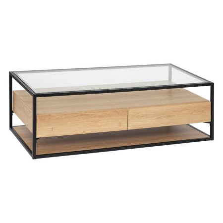 Masuta de cafea Aldea, metal, lemn, sticla, 2 sertare, L.120 cm, 206032