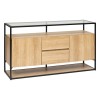 Comoda Aldea, metal, MDF, sticla, 2 usi, 2 sertare, L.140 cm, 206034