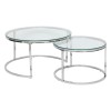 Set 2 masute cafea Kneo, metal, sticla, argintiu, D.60/80 cm, 206050