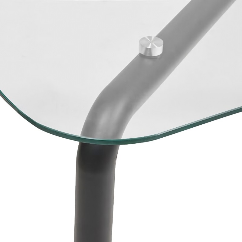 Masa dining Hecate, metal, sticla, neagra, L.180 cm, 206058