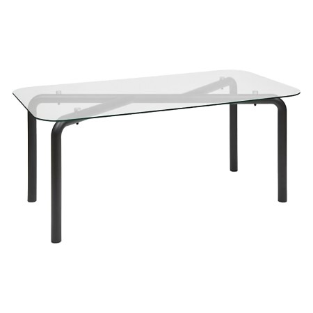 Masa dining Hecate, metal, sticla, neagra, L.180 cm, 206058 