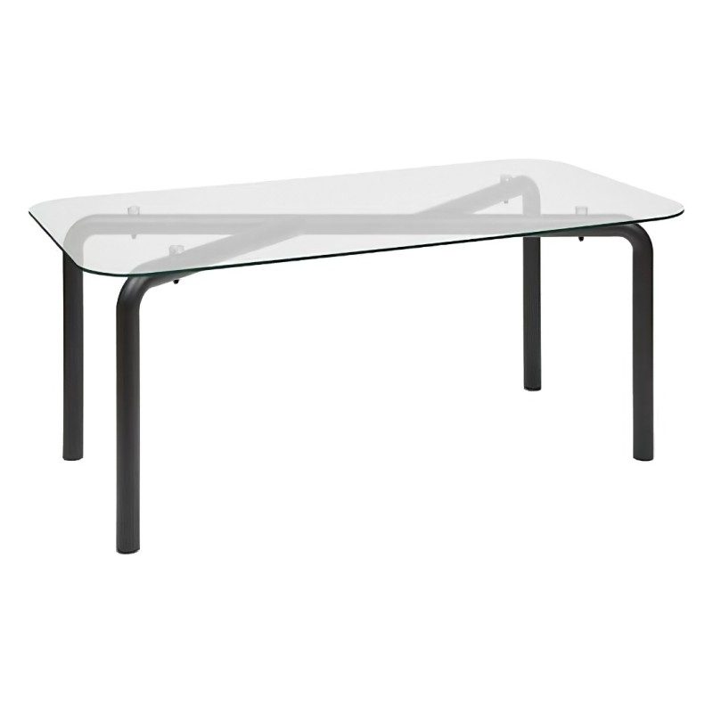 Masa dining Hecate, metal, sticla, neagra, L.180 cm, 206058