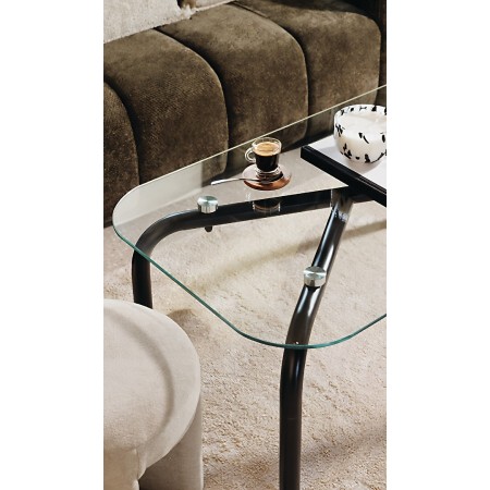 Masuta cafea Hecate, metal, negru, sticla, L.110 cm, 206059 