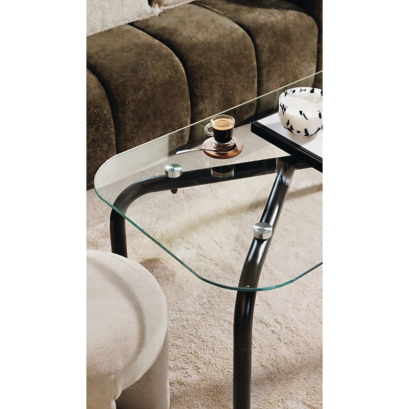 Masuta cafea Hecate, metal, negru, sticla, L.110 cm, 206059