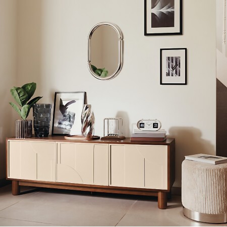 Comoda TV Jilani, MDF, PAL, crem/maro, L.140 cm, 206062