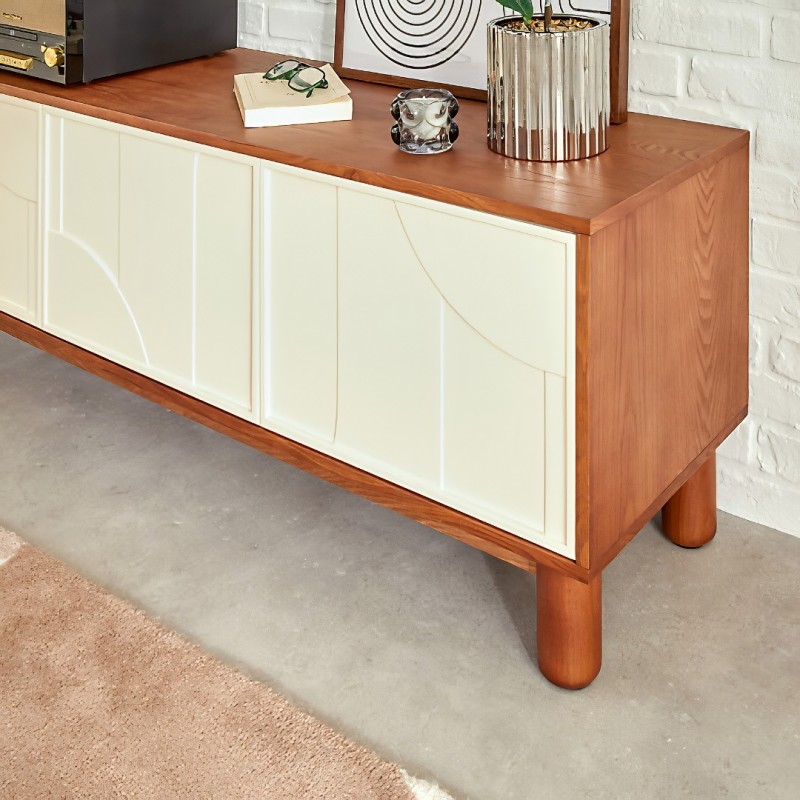 Comoda TV Jilani, MDF, PAL, crem/maro, L.140 cm, 206062