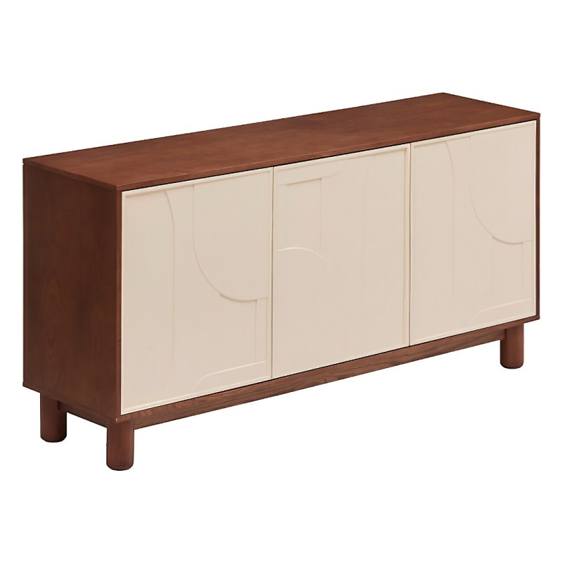 Comoda Jilani, lemn, MDF, crem/maro, 3 usi, L.150 cm, 206063